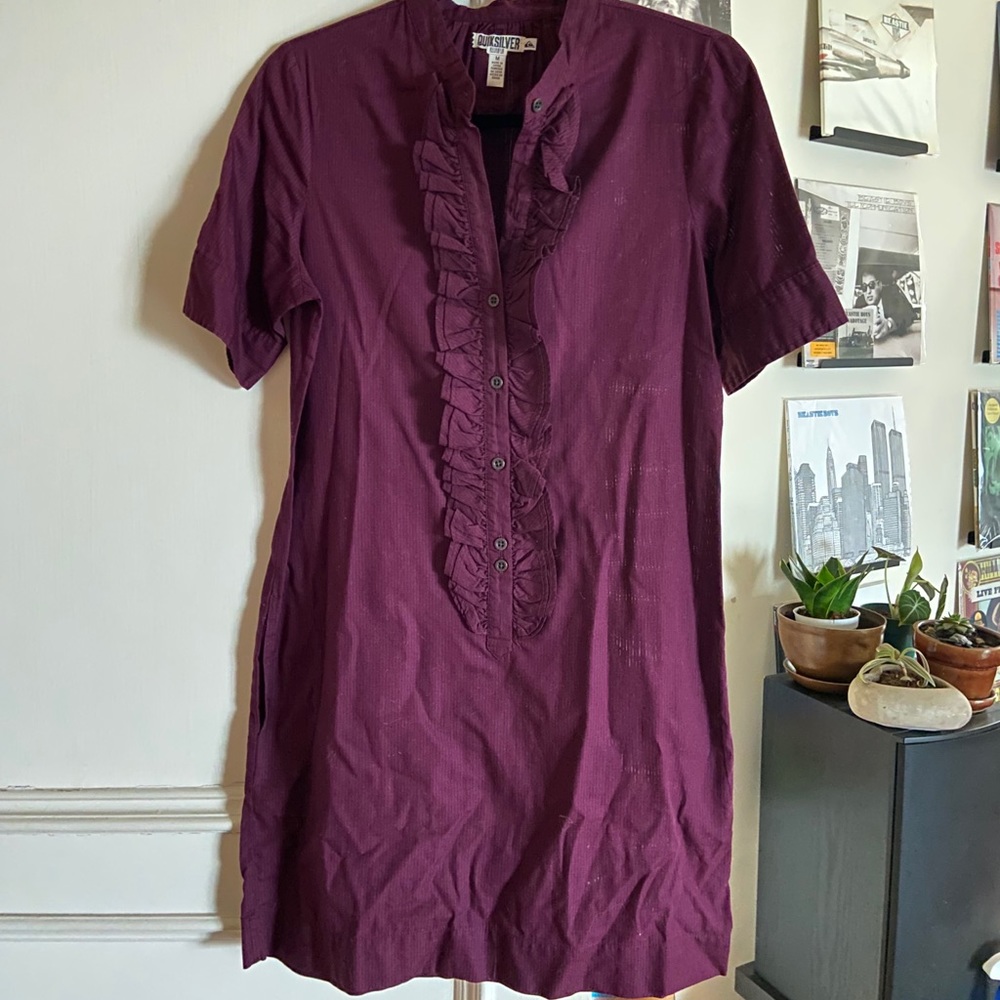 Quicksilver shirt dress burgundy size Medium